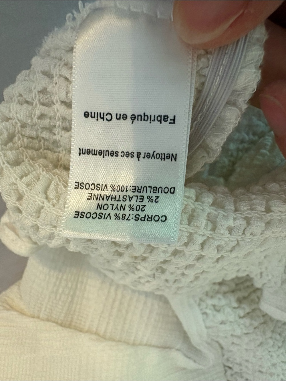 ASTR The Label White Smocked Puff Sleeve Lace-Up Crop Top L - Picture 7 of 7